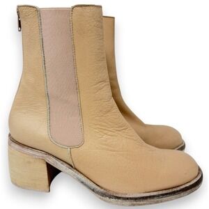 Free People Boots Womens 38.5 8.5 Beige Essential Chelsea Boot Spain Leather Zip